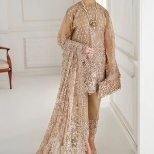 Elegant Long Sleeve Beige Dress